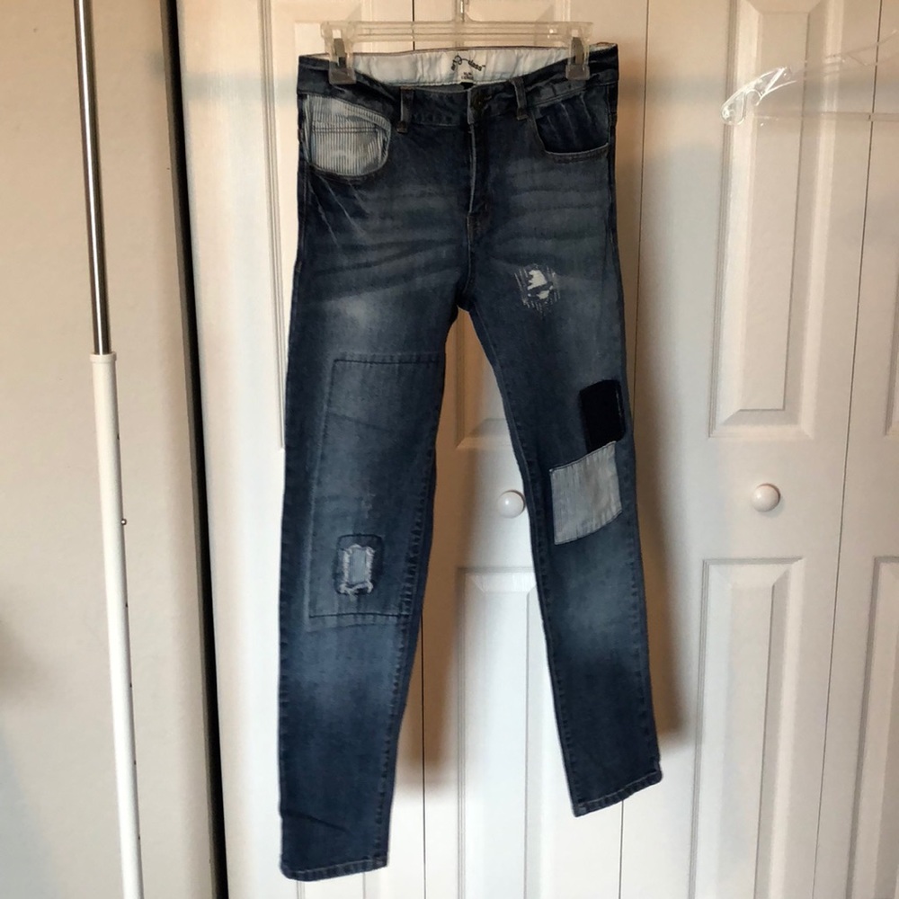 Boys size 14 jeans with patchwork details